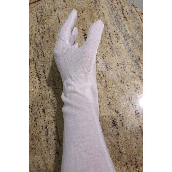 New! Mens L Womens XXL White Cotton 14" Long Gloves Inspector Costume - Picture 13 of 15